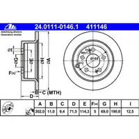 ATE 24.0111-0146.1 Bremsscheiben 2 Stück HYUNDAI