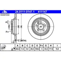 ATE 24.0111-0147.1 Bremsscheiben 2 Stück VOLVO