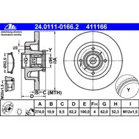 ATE 24.0111-0166.2 Bremsscheiben 2 Stück RENAULT