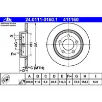 ATE 24.0111-0160.1 Bremsscheiben 2 Stück MAZDA