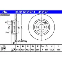ATE 24.0112-0127.1 Bremsscheiben 2 Stück FIAT