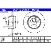 ATE 24.0112-0129.1 Bremsscheiben 2 Stück MERCEDES-BENZ