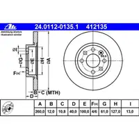 ATE 24.0112-0135.1 Bremsscheiben 2 Stück VOLVO