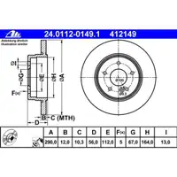 ATE 24.0112-0149.1 Bremsscheiben 2 Stück MERCEDES-BENZ