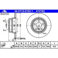 ATE 24.0112-0152.1 Bremsscheiben 2 Stück BMW