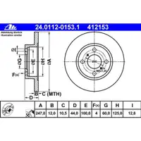 ATE 24.0112-0153.1 Bremsscheiben 2 Stück OPEL