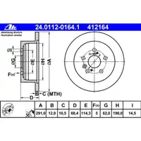ATE 24.0112-0164.1 Bremsscheiben 2 Stück TOYOTA