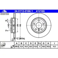ATE 24.0112-0166.1 Bremsscheiben 2 Stück AUDI