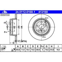 ATE 24.0112-0168.1 Bremsscheiben 2 Stück LAND ROVER