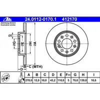 ATE 24.0112-0170.1 Bremsscheiben 2 Stück ALFA ROMEO