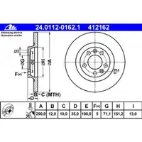 ATE 24.0112-0162.1 Bremsscheiben 2 Stück PEUGEOT