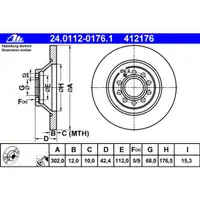 ATE 24.0112-0176.1 Bremsscheiben 2 Stück AUDI