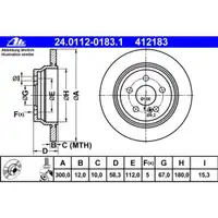 ATE 24.0112-0183.1 Bremsscheiben 2 Stück MERCEDES-BENZ