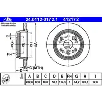 ATE 24.0112-0172.1 Bremsscheiben 2 Stück HONDA