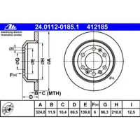 ATE 24.0112-0185.1 Bremsscheiben 2 Stück KIA