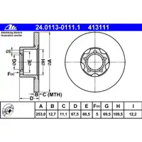 ATE 24.0113-0111.1 Bremsscheiben 2 Stück für MERCEDES-BENZ