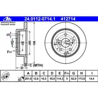 ATE 24.0112-0714.1 Bremsscheiben 2 Stück TOYOTA