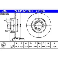 ATE 24.0113-0160.1 Bremsscheiben 2 Stück AUDI