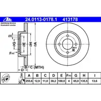ATE 24.0113-0178.1 Bremsscheiben 2 Stück VW