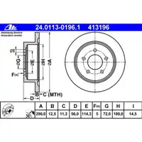 ATE 24.0113-0196.1 Bremsscheiben 2 Stück CHRYSLER