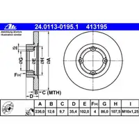 ATE 24.0113-0195.1 Bremsscheiben 2 Stück CHEVROLET
