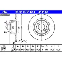 ATE 24.0114-0112.1 Bremsscheiben 2 Stück CITROËN