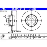 ATE 24.0114-0113.1 Bremsscheiben 2 Stück LAND ROVER