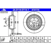 ATE 24.0114-0114.1 Bremsscheiben 2 Stück MERCEDES-BENZ