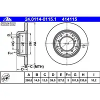 ATE 24.0114-0115.1 Bremsscheiben 2 Stück LAND ROVER