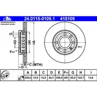 ATE 24.0115-0109.1 Bremsscheiben 2 Stück AUDI