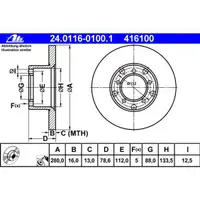 ATE 24.0116-0100.1 Bremsscheiben 2 Stück MERCEDES-BENZ