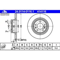 ATE 24.0114-0116.1 Bremsscheiben 2 Stück PEUGEOT