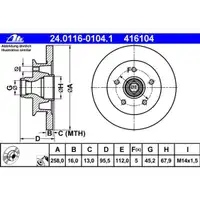 ATE 24.0116-0104.1 Bremsscheiben 2 Stück VW