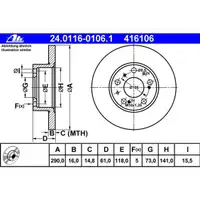 ATE 24.0116-0106.1 Bremsscheiben 2 Stück CITROËN