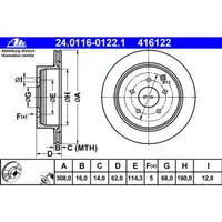 ATE 24.0116-0122.1 Bremsscheiben 2 Stück NISSAN