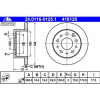 ATE 24.0116-0125.1 Bremsscheiben 2 Stück FIAT