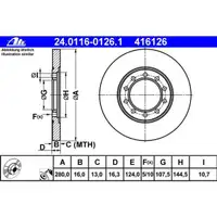 ATE 24.0116-0126.1 Bremsscheiben 2 Stück FORD