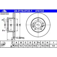 ATE 24.0116-0133.1 Bremsscheiben 2 Stück MERCEDES-BENZ