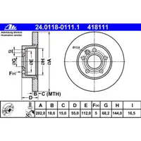 ATE 24.0118-0111.1 Bremsscheiben 2 Stück VW