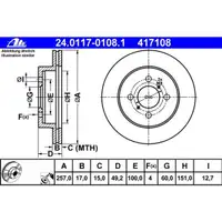 ATE 24.0117-0108.1 Bremsscheiben 2 Stück SUZUKI
