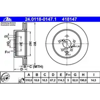 ATE 24.0118-0147.1 Bremsscheiben 2 Stück LEXUS