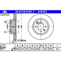 ATE 24.0118-0151.1 Bremsscheiben 2 Stück HYUNDAI