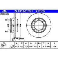ATE 24.0118-0153.1 Bremsscheiben 2 Stück OPEL