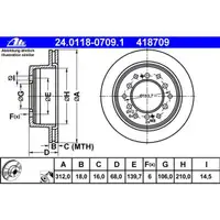 ATE 24.0118-0709.1 Bremsscheiben 2 Stück TOYOTA
