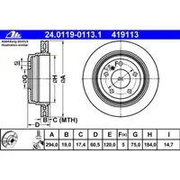 ATE 24.0119-0113.1 Bremsscheiben 2 Stück BMW