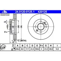 ATE 24.0120-0125.1 Bremsscheiben 2 Stück RENAULT