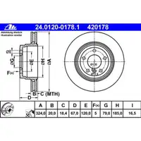 ATE 24.0120-0178.1 Bremsscheiben 2 Stück BMW