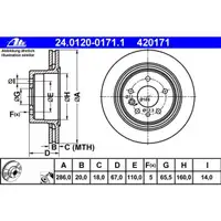 ATE 24.0120-0171.1 Bremsscheiben 2 Stück OPEL