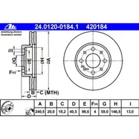ATE 24.0120-0184.1 Bremsscheiben 2 Stück FIAT