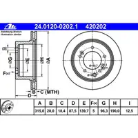 ATE 24.0120-0202.1 Bremsscheiben 2 Stück KIA
